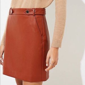 LOFT Faux Leather Button Tab Skirt